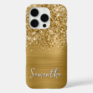 Glänzender Gold Glam Name iPhone 16 Pro Hülle