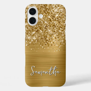 Glänzender Gold Glam Name iPhone 16 Plus Hülle