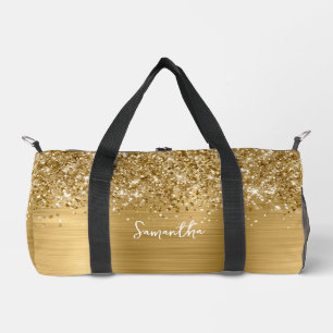 Glänzender Gold Glam Name Duffle Bag