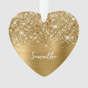 Glänzender Gold Glam Name Foto Ornament