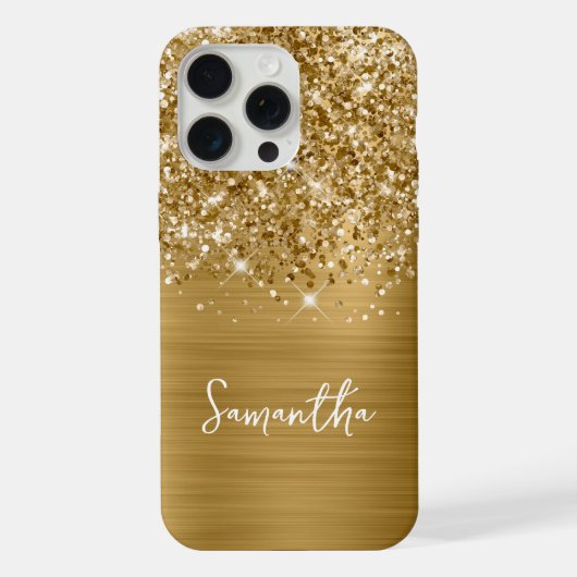 Glänzender Gold Glam Name iPhone Hülle (Rückseite)