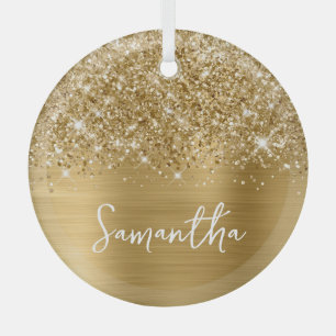 Glänzender Gold Glam Name Ornament Aus Glas