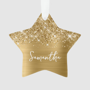 Glänzender Gold Glam Name Stern Ornament