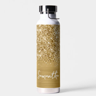 Glänzender Gold Glam Name Trinkflasche