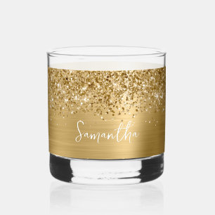Glänzender Gold Glam Name Whiskyglas