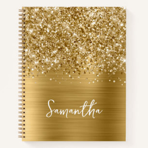 Glänzender Gold Glam Schriftname Notizblock