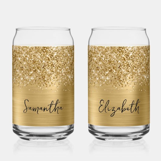 Glänzender Gold-Glamour-Name Dosenglas (Vorderseite)