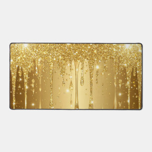 Glänzender Gold Glitter Tropfen Hintergrund Schreibtischunterlage
