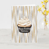 Glänzender Gold Silber Sterne Cupcake Geburtstag Karte (Gelbe Blume)