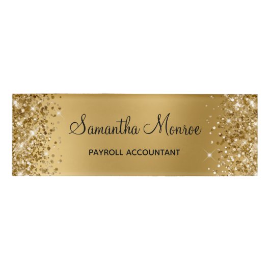 Glänzender Goldener Schimmer Namenschild (Vorderseite)
