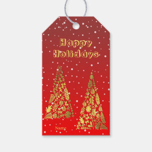 Glänzender goldener Weihnachtsbaum-Feiertags-Gesch Geschenkanhänger