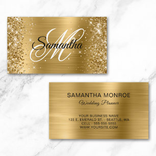 Glänzender Goldfolie-Fantasy-Monogramm-Hochzeitspl Visitenkarte