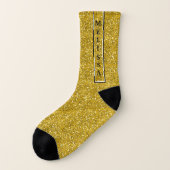 Glänzender GoldGlitzer-individueller Name Socken (Links - Außen)