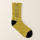 Glänzender GoldGlitzer-individueller Name Socken (Rechts - Außen)
