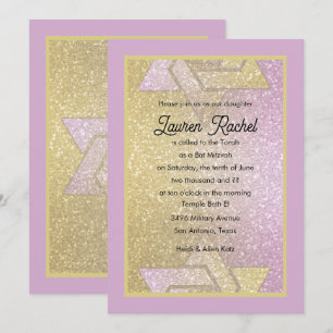Glänzender Gradient Bat Mitzvah Rosa Gold Einladung