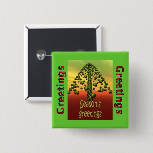 glänzender grüner Baum 3D Button (Vorne & Hinten)