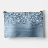 Glänzender Hellblauer Glamour-Schriftname Zubehörtasche (Rückseite)