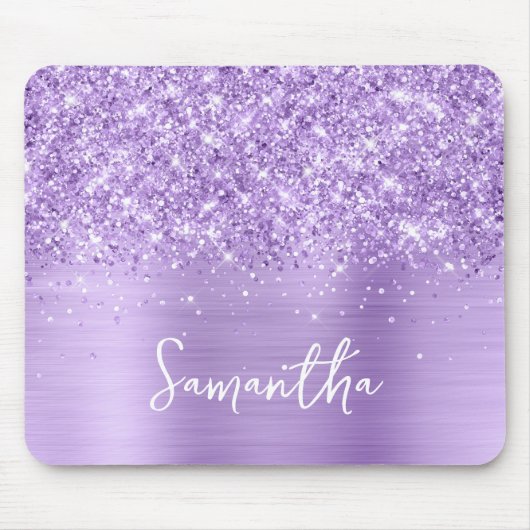 Glänzender Lavendel-Glamour-Name Mousepad (Vorne)