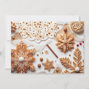 Glänzender Lebkuchen und Zimtschneeflocken Feiertagskarte