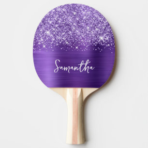 Glänzender Lila Amethyst Glam Name Tischtennis Schläger