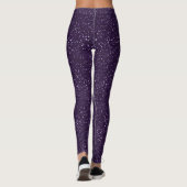 Glänzender lila MitternachtsGlitzer Leggings (Rückseite)