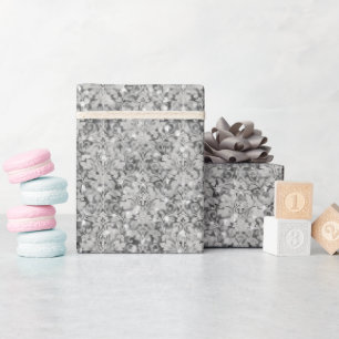 Glänzender Luxus-Damaskus & Glitter - Silber Geschenkpapier