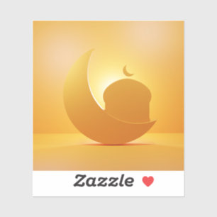 glänzender Mondmond und Moschee Aufkleber