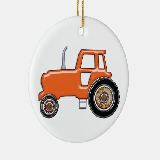 Glänzender orange Traktor Keramikornament (Rechts)