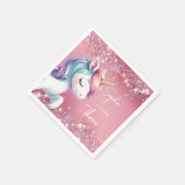 Glänzender Regenbogen-Einhorn-Geburtstag in Rosa Serviette (Ecke)