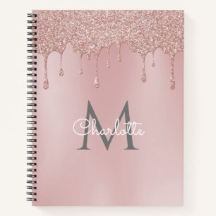 Glänzender rosa Schriftzug mit Monogramm Notizblock