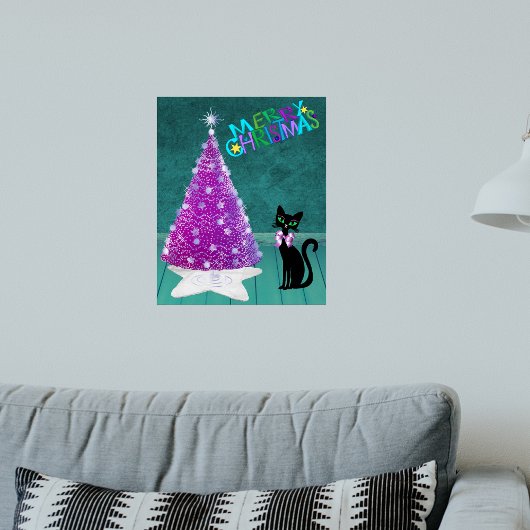 Glänzender Rosa Silberner Weihnachtsbaum Frohe Wei Poster