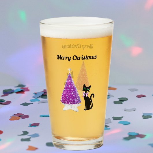 Glänzender Rosa Silberner Weihnachtsbaum Schwarze Glas