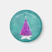 Glänzender rosa Weihnachtsbaum silberne Sterne Tür Magnet (Vorne)