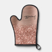 Glänzender Roségold Glam Name Ofenhandschuh (Vorderseite)