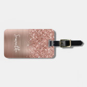 Glänzender Roségold Glam-Skriptname Gepäckanhänger (Vorderseite horizontal)