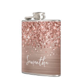Glänzender Roségold-Glamour-Name Flachmann (Links)
