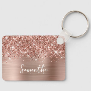 Glänzender Roségold-Glamour-Name Schlüsselanhänger
