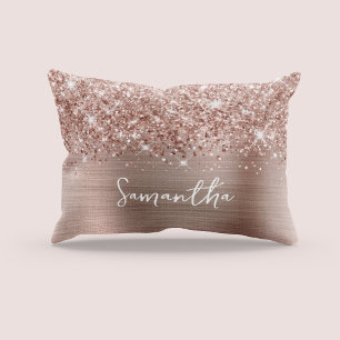 Glänzender Roségold Glamour Schrift Name Dekokissen