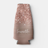 Glänzender Roségold Glamour Schriftname Flaschenkühler (Vorderseite)
