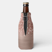Glänzender Roségold Glamour Schriftname Flaschenkühler (Flasche Rückseite)