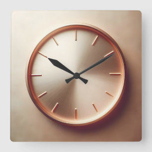 glänzender Roségold-Kreis Quadratische Wanduhr
