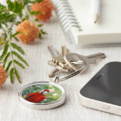 Glänzender roter Papageien-Schlüsselanhänger Schlüsselanhänger (Seite)