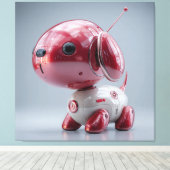 Glänzender roter Roboterhund Leinwanddruck (Insitu (Holzboden))
