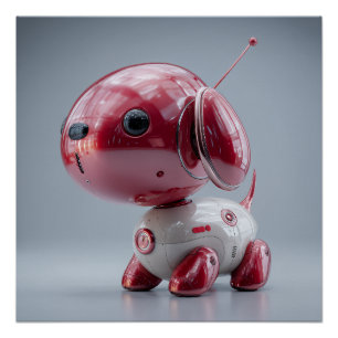 Glänzender roter Roboterhund Poster