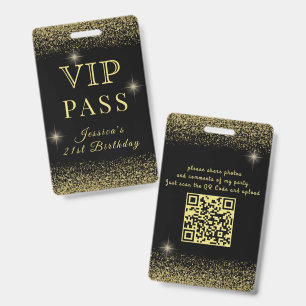Glänzender Schwarz & Gold Funkelnder VIP-Geburtsta Ausweis