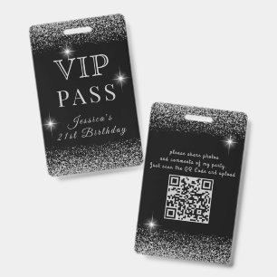 Glänzender Schwarz & Silber Funkelnder VIP-Geburts Ausweis