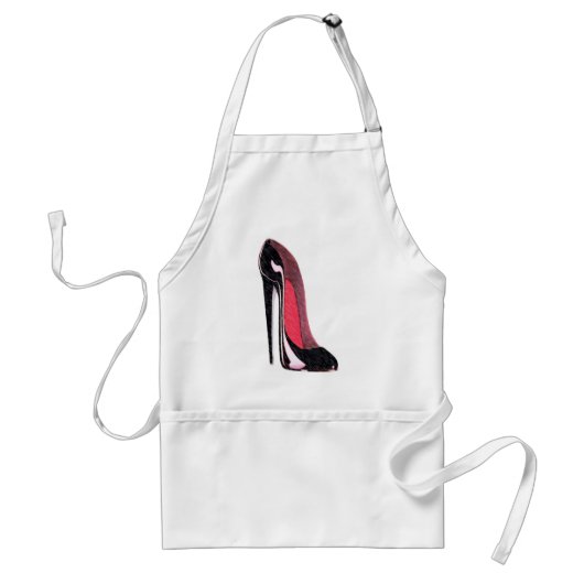 Glänzender schwarzer Stilett-Schuh Schürze (Vorne)