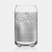 Glänzender Silber Glam Name Dosenglas (Rückseite)
