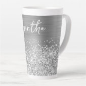 Glänzender Silber Glam Name Milchtasse (Rechte Ecke)