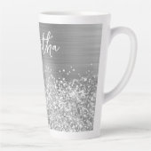 Glänzender Silber Glam Name Milchtasse (Rechts)